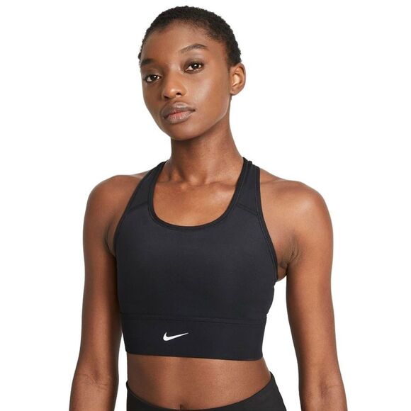 Nike Women's Dri-FIT Swoosh Bras in Black/White | Size: Large | Fit2Run - Picture 1 of 3